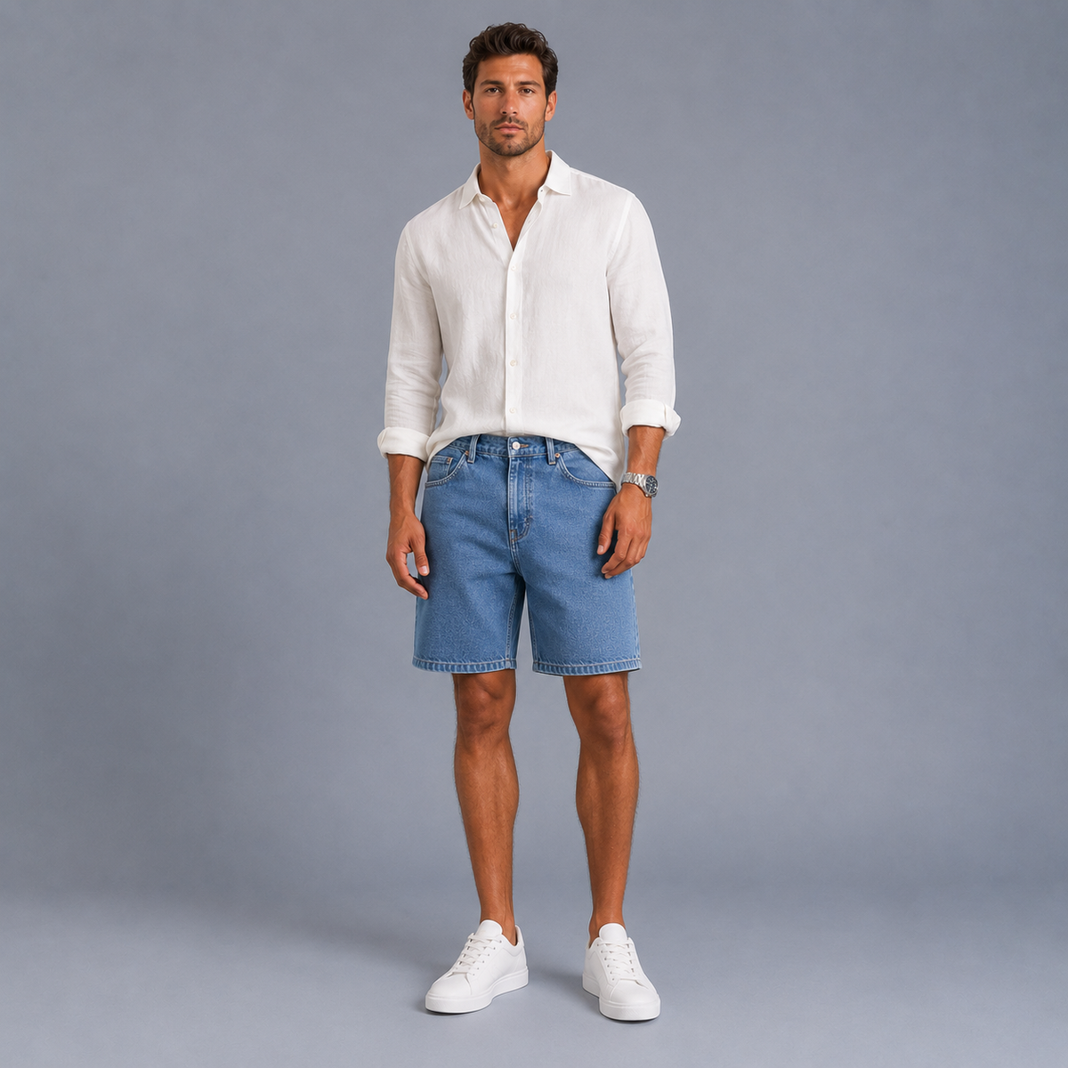 Men's Classic Denim Shorts Black Canvas