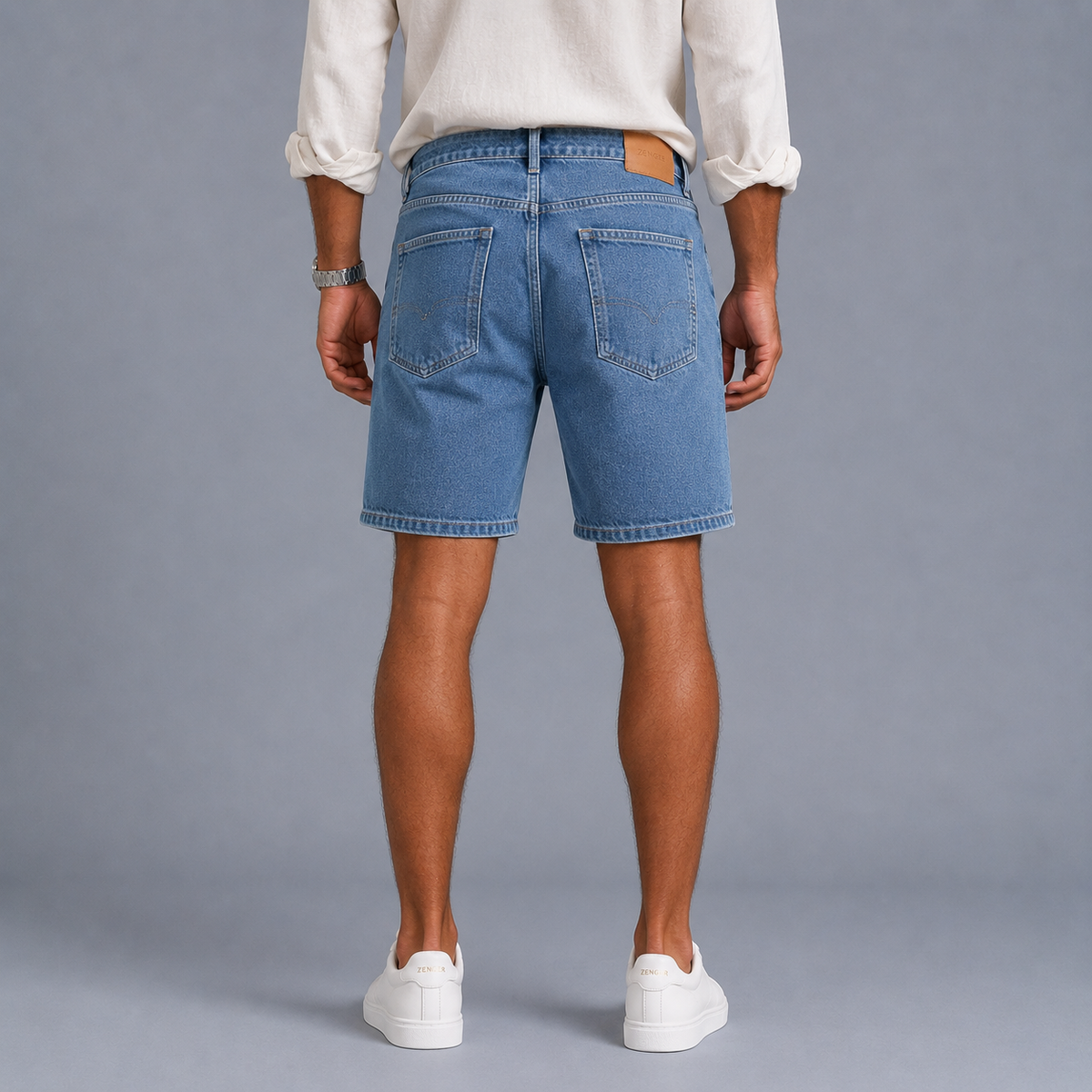 Men's Classic Denim Shorts Black Canvas