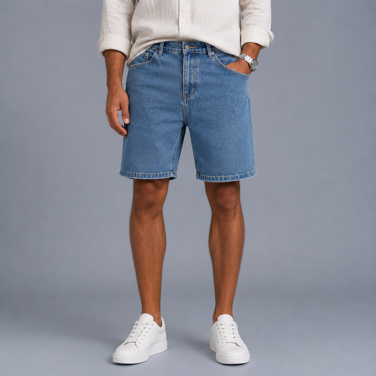 Men's Classic Denim Shorts Black Canvas