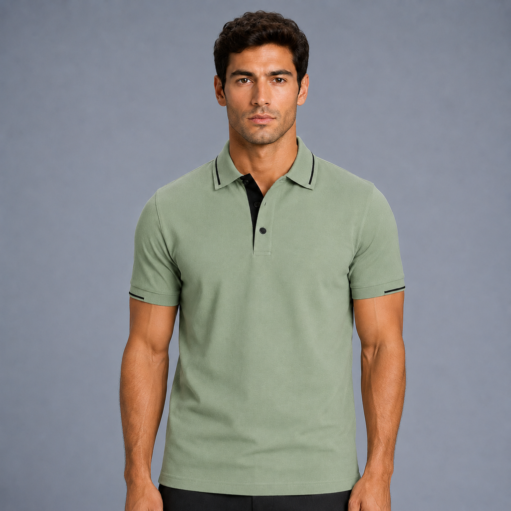 Men's Classic Fit Short Sleeve Polo Shirt Black Canvas