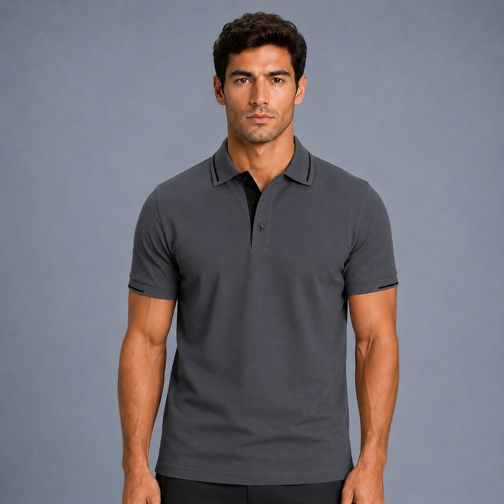 Men's Classic Fit Short Sleeve Polo Shirt Black Canvas