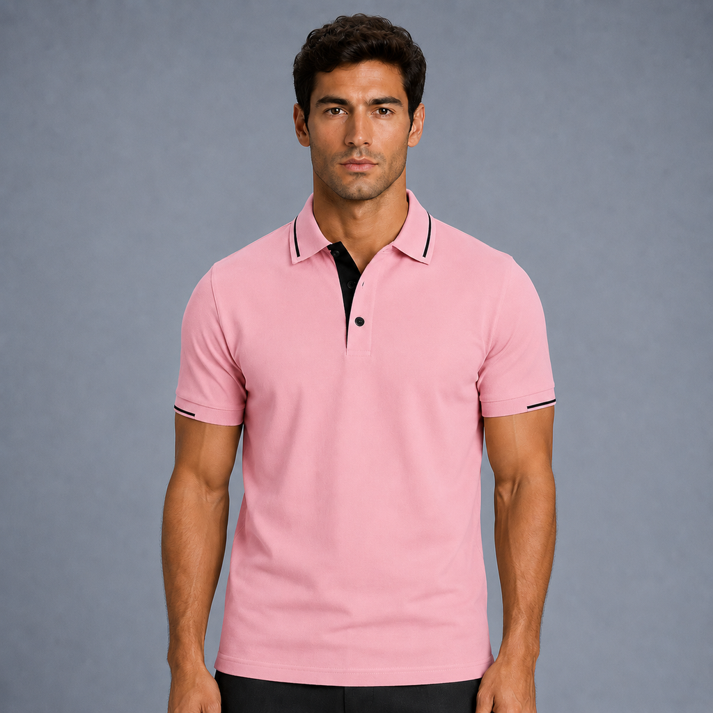 Men's Classic Fit Short Sleeve Polo Shirt Black Canvas