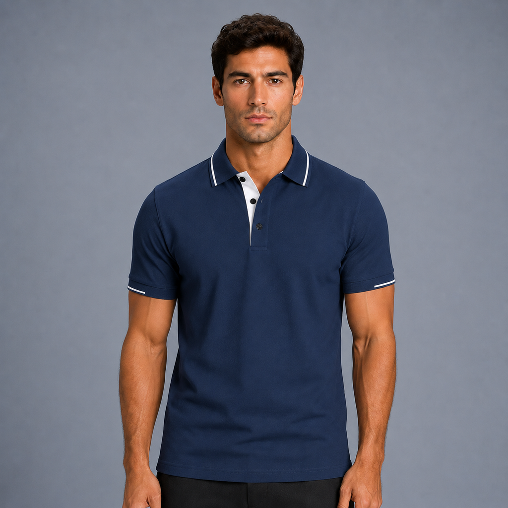Men's Classic Fit Short Sleeve Polo Shirt Black Canvas