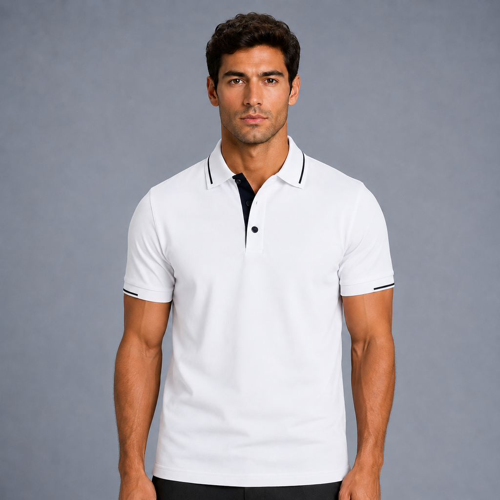 Men's Classic Fit Short Sleeve Polo Shirt Black Canvas