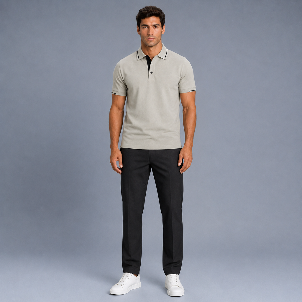Men's Classic Fit Short Sleeve Polo Shirt Black Canvas