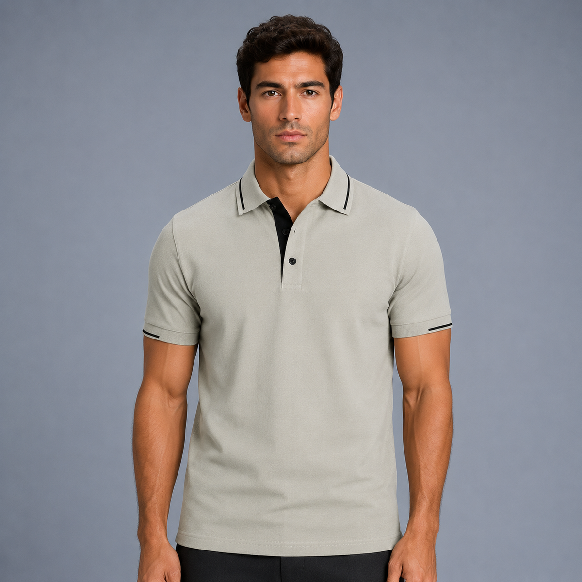Men's Classic Fit Short Sleeve Polo Shirt Black Canvas