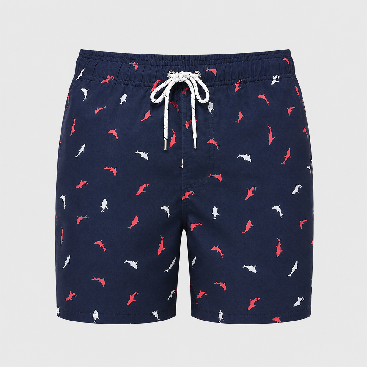 Men's Colored Sharks Quick-Dry Swim Shorts Black Canvas