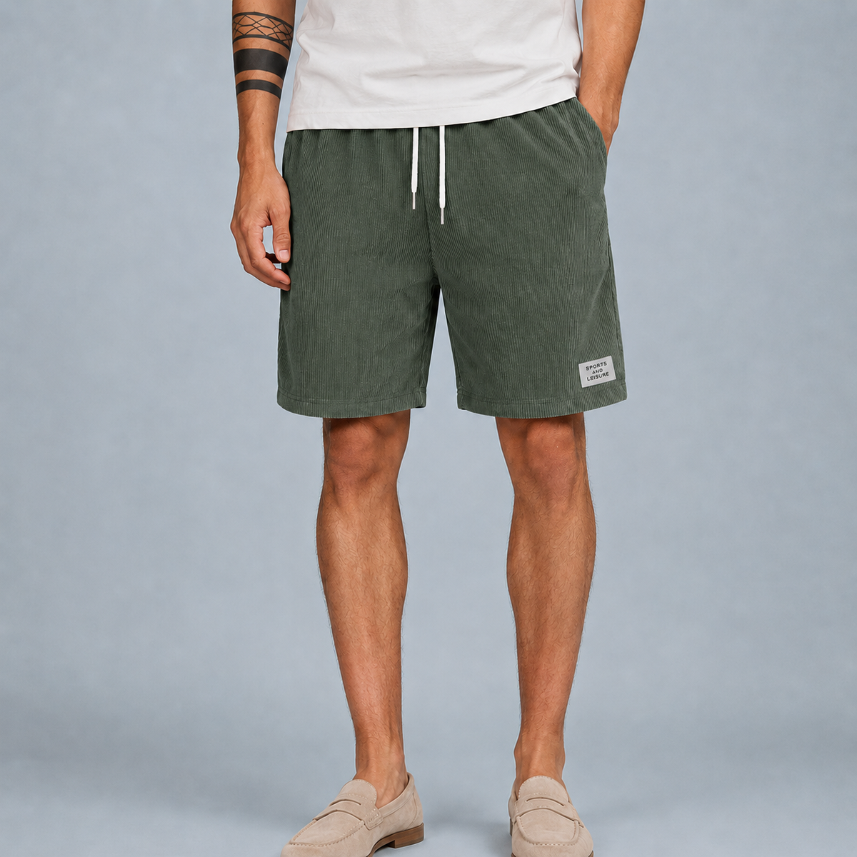 Men's Corduroy Lightweight Shorts Black Canvas