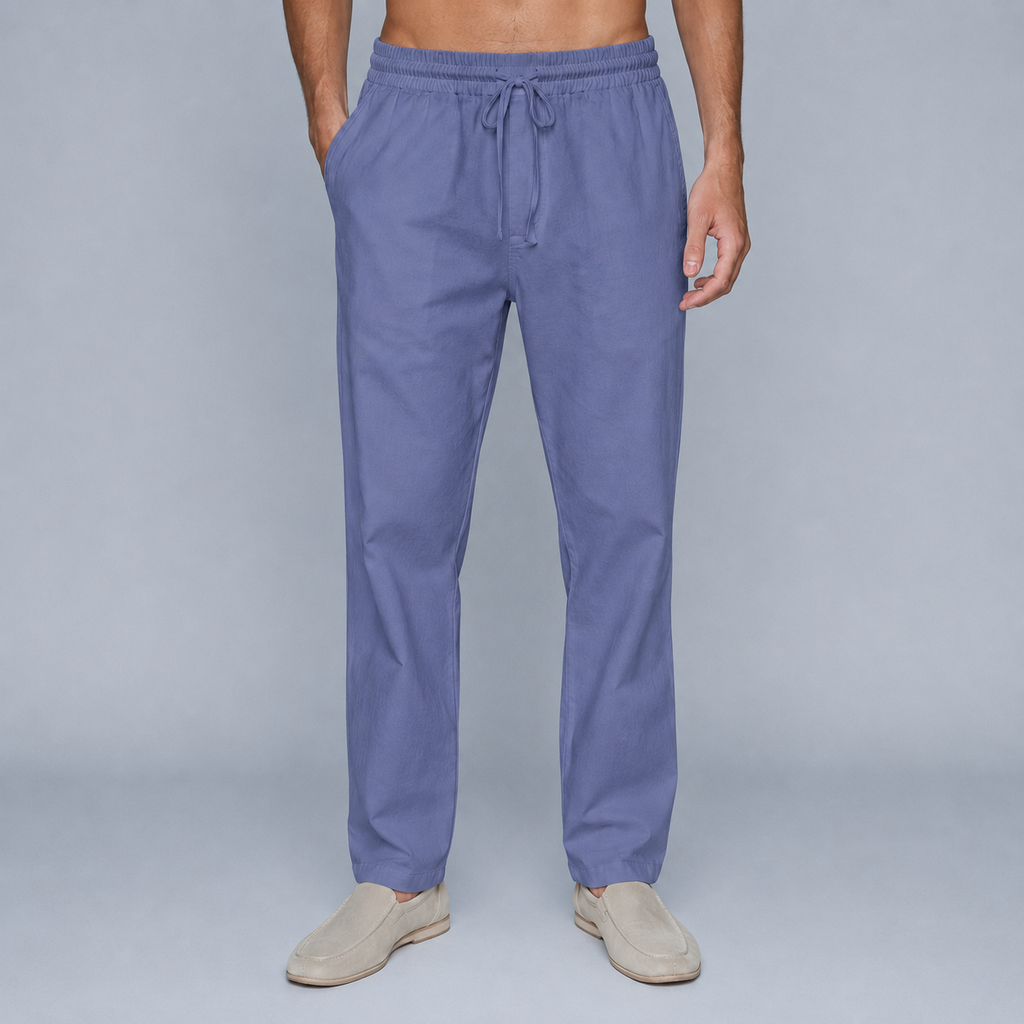 Men's Cotton Drawstring Jogger Trousers Black Canvas