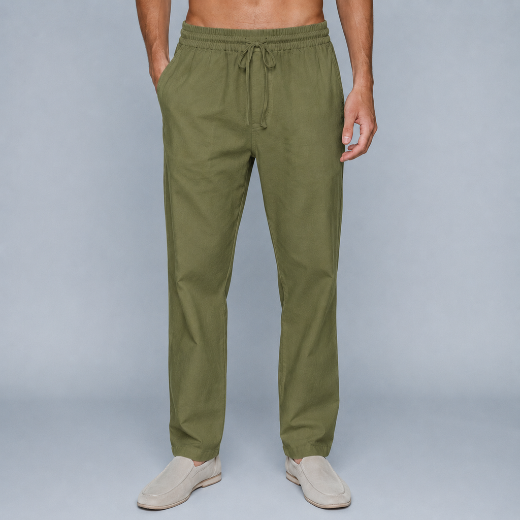 Men's Cotton Drawstring Jogger Trousers Black Canvas