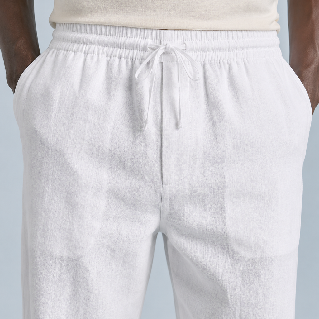 Men's Cotton Drawstring Jogger Trousers Black Canvas