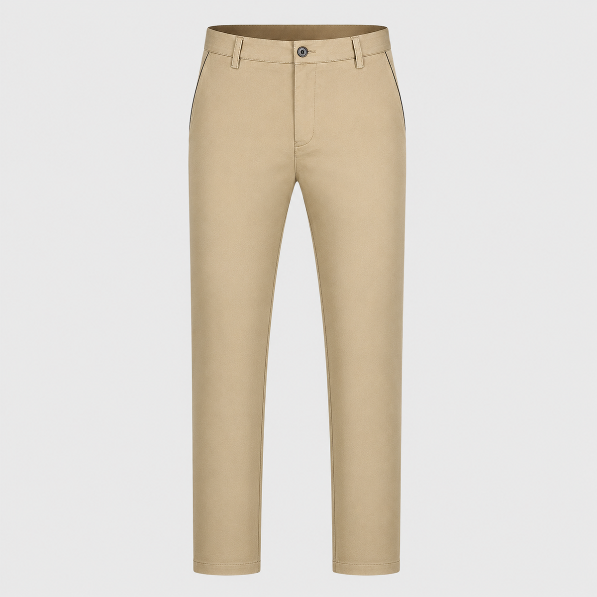 Men's Cotton High Waist Straight Leg Trousers Black Canvas