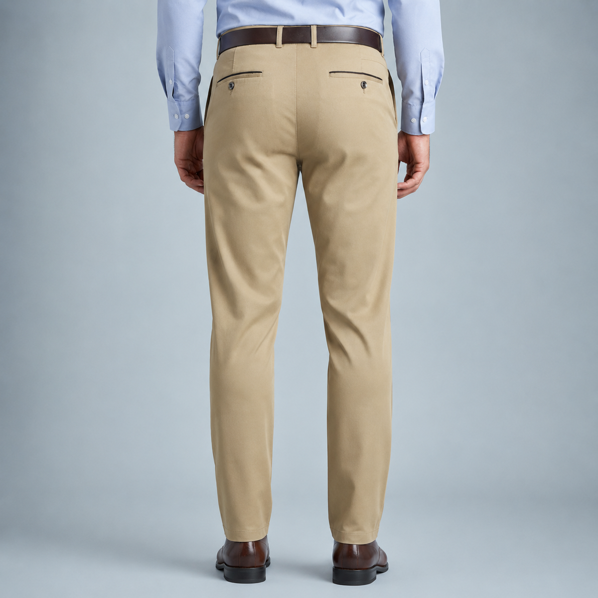 Men's Cotton High Waist Straight Leg Trousers Black Canvas