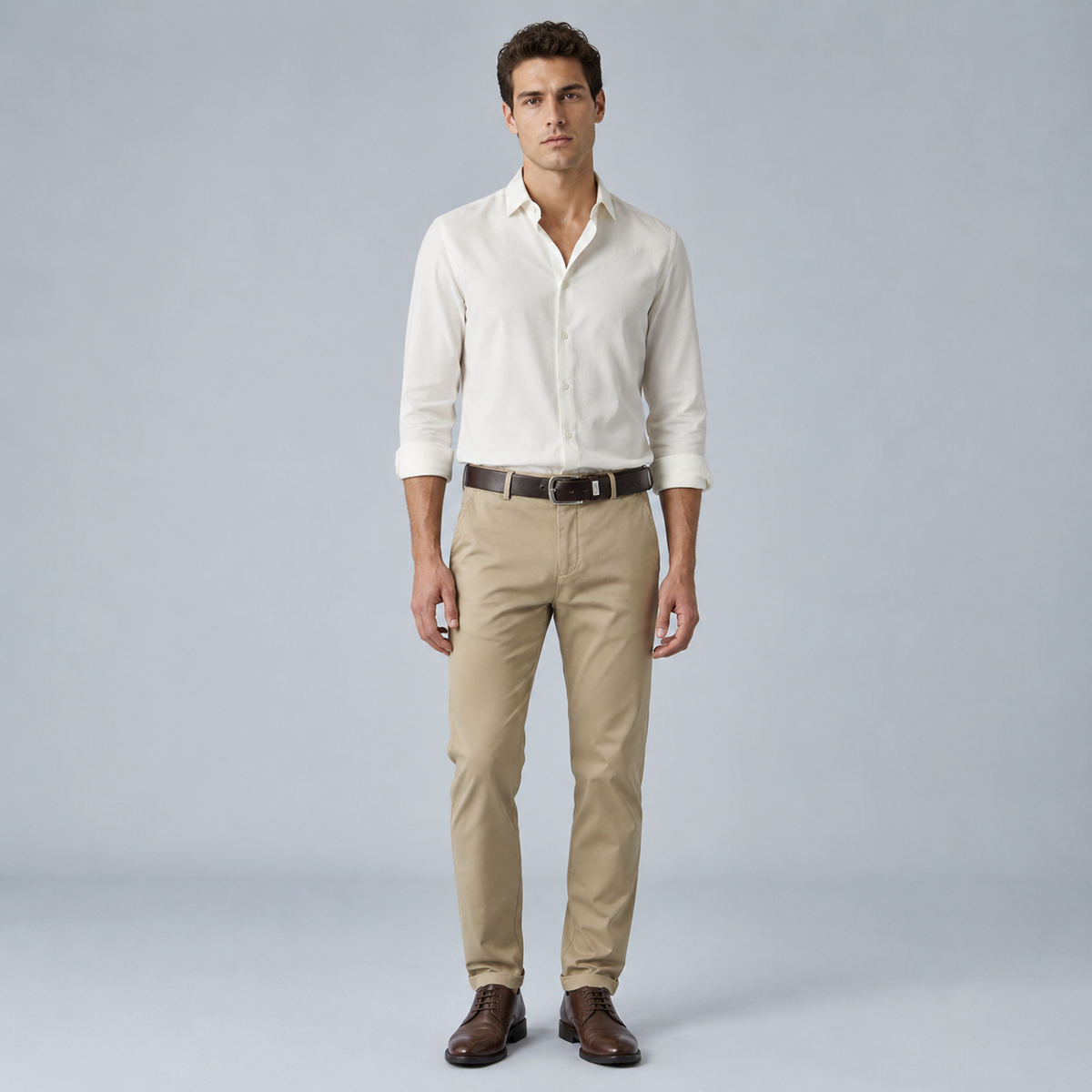 Men's Cotton High Waist Straight Leg Trousers Black Canvas