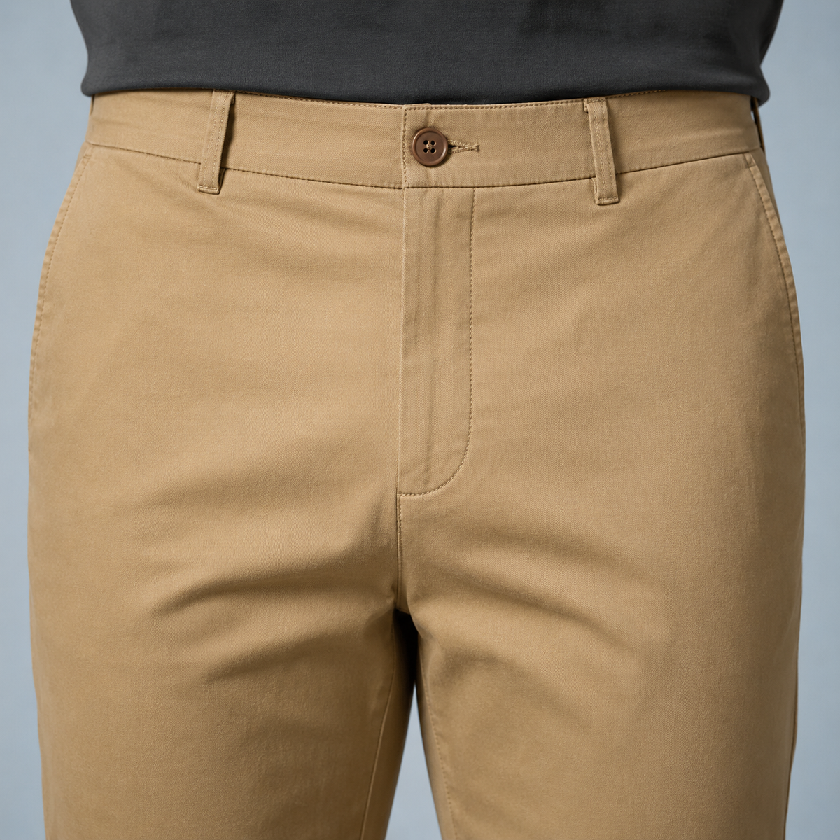Men's Cotton Slim Straight Elastic Waist Trousers Black Canvas
