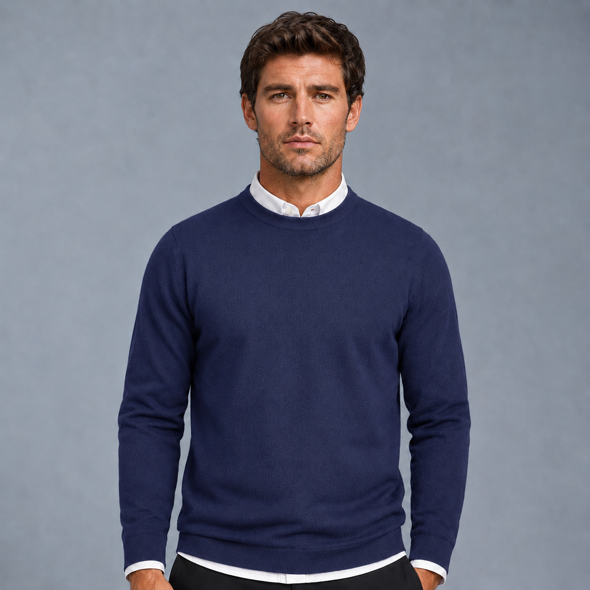 Men's Crew Neck Oversized Knit Pullover Jumper Black Canvas