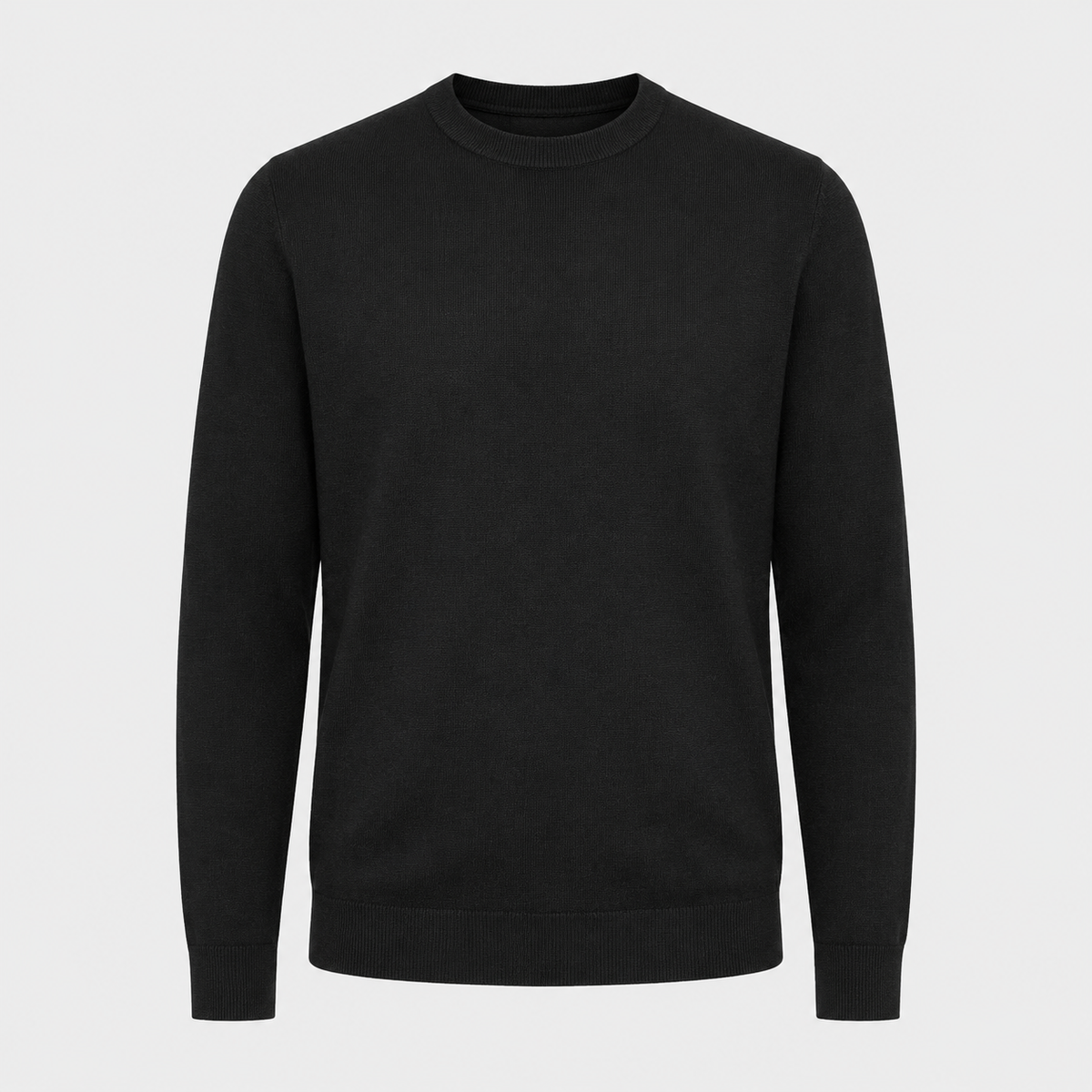 Men's Crew Neck Oversized Knit Pullover Jumper Black Canvas