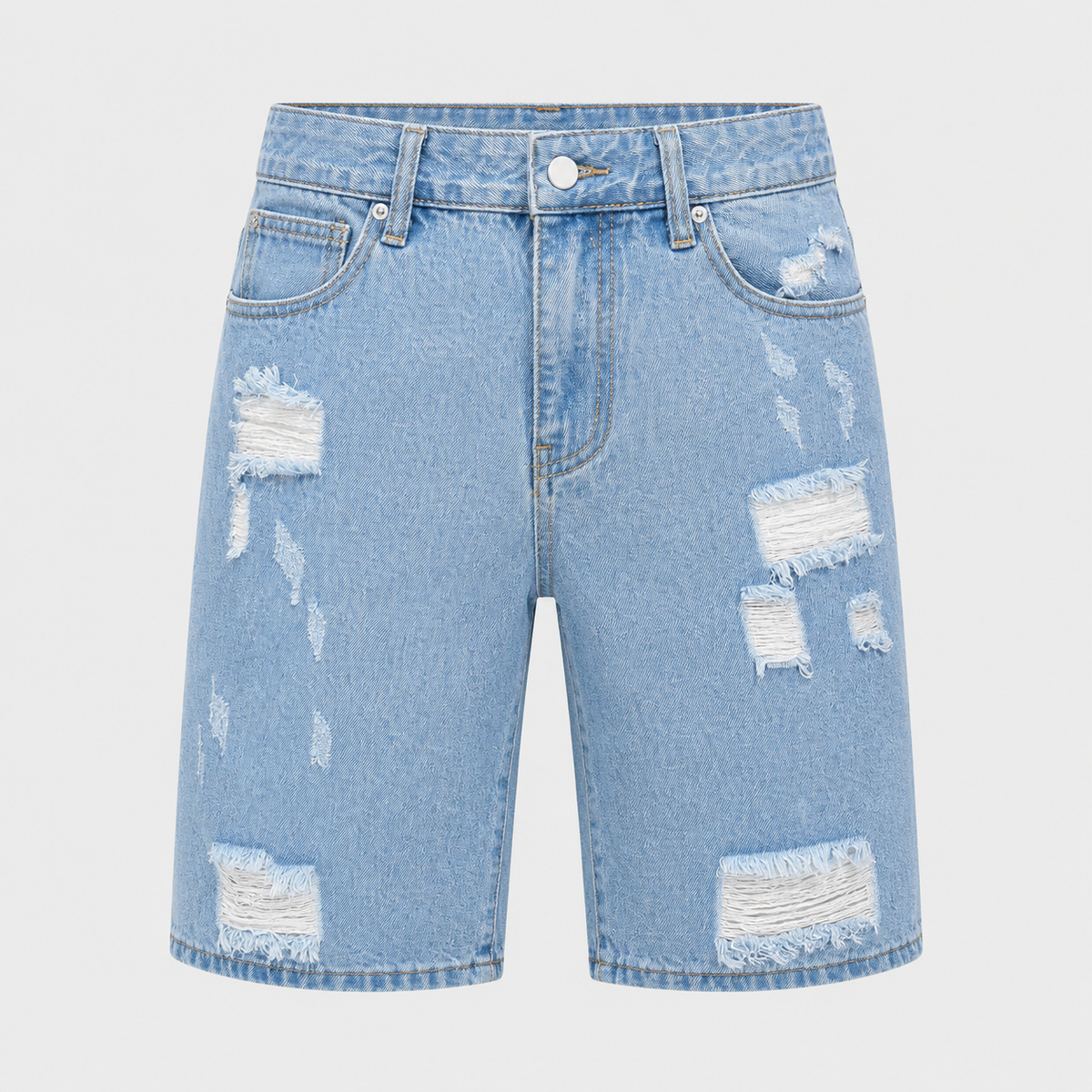 Men's Distressed Loose Straight Denim Shorts Black Canvas