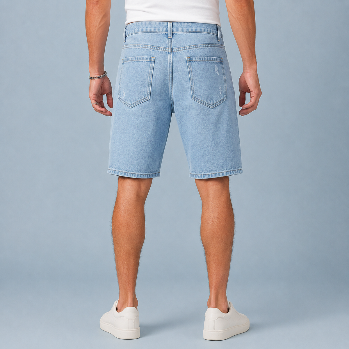 Men's Distressed Loose Straight Denim Shorts Black Canvas