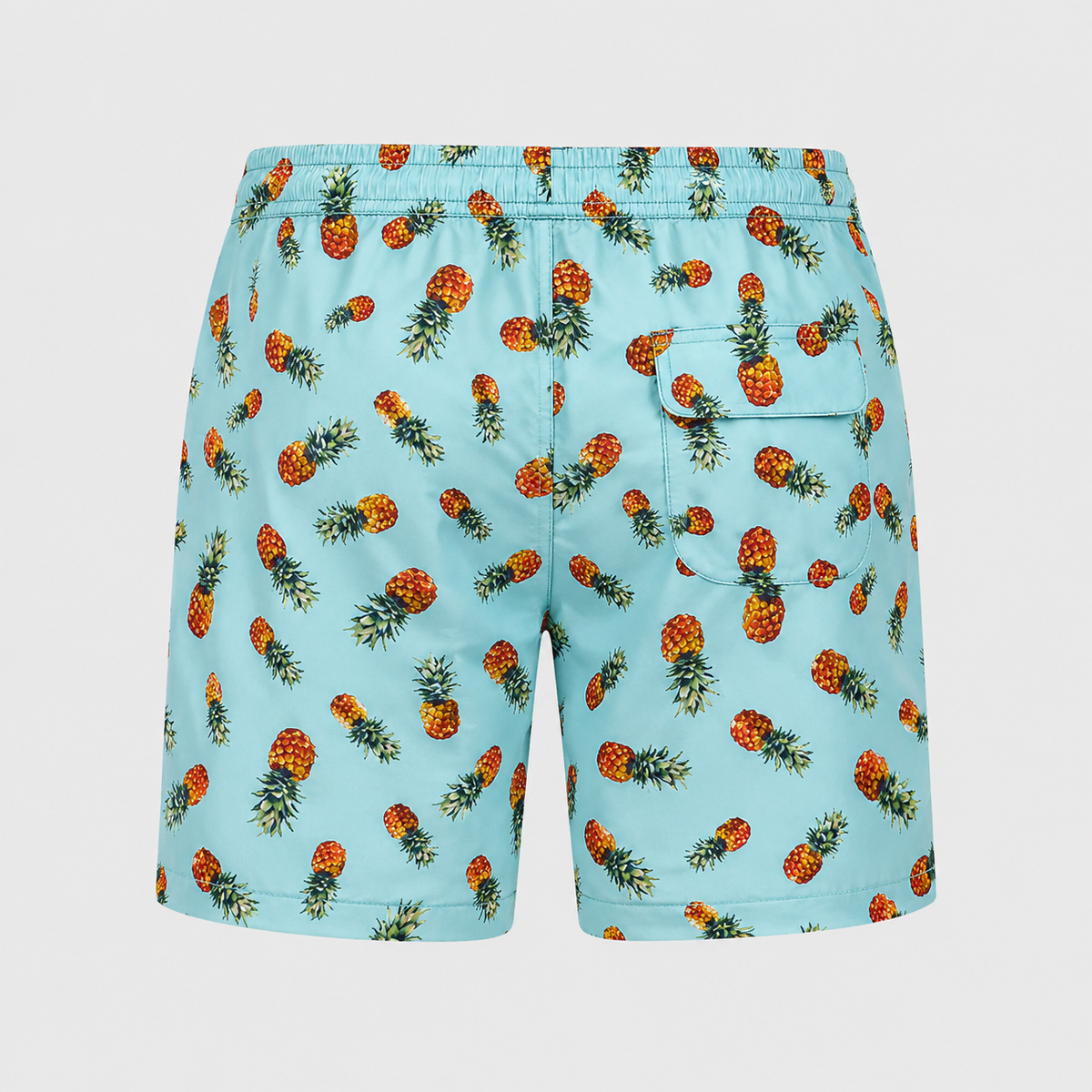 Men's Green Pineapple Quick-Dry Swim Shorts Black Canvas