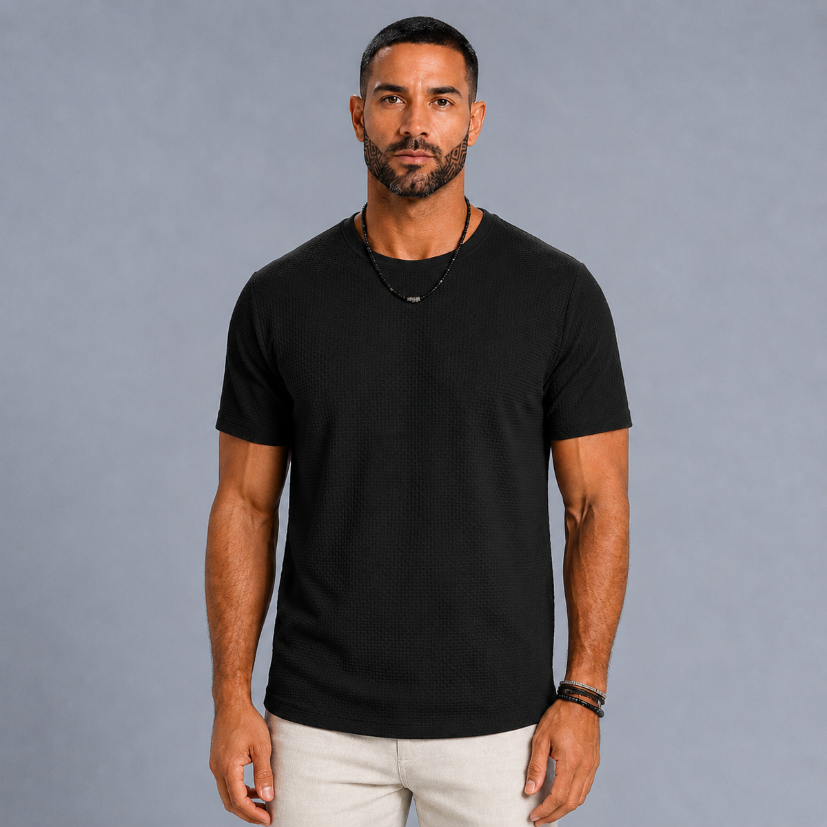Men's Ice Silk Quick-Dry Short Sleeve T-Shirt Black Canvas