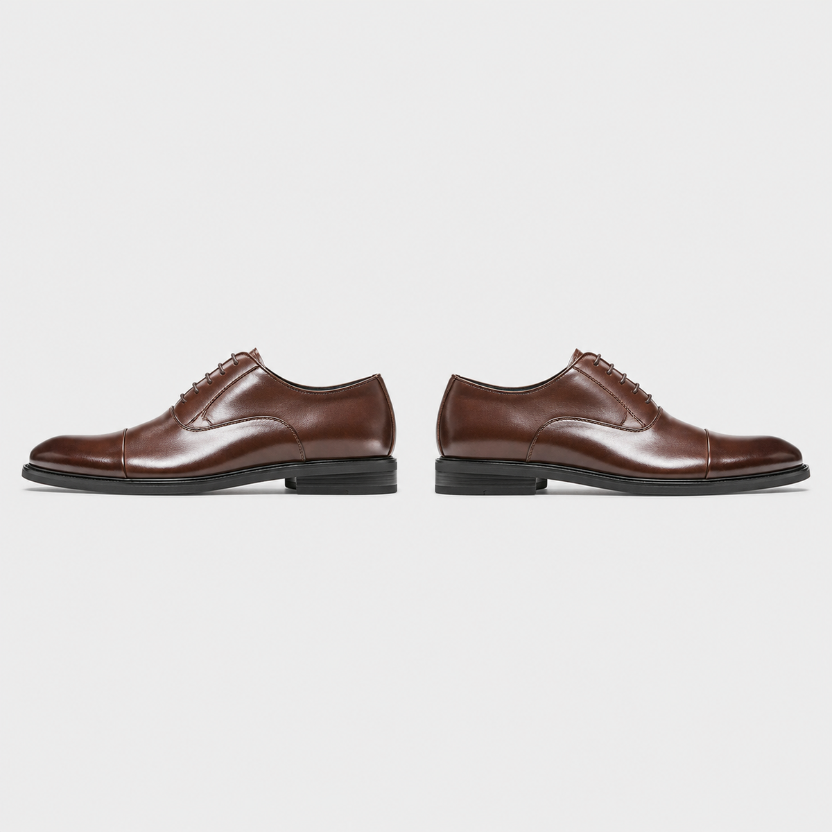 Men's Leather Cap-Toe Oxford Dress Shoes Black Canvas