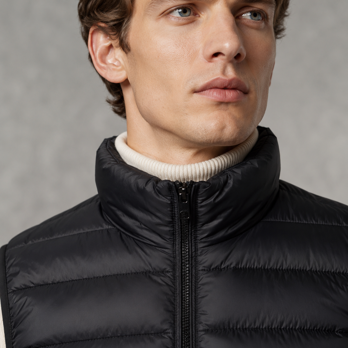 Men's Lightweight Sleeveless Zip Gilet Black Canvas