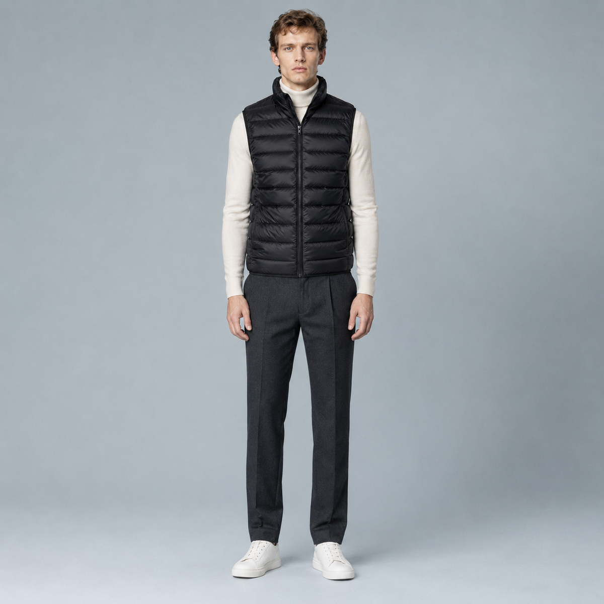 Men's Lightweight Sleeveless Zip Gilet Black Canvas