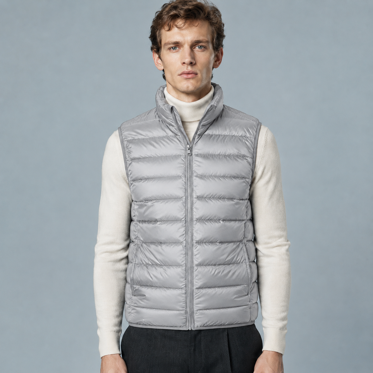 Men's Lightweight Sleeveless Zip Gilet Black Canvas