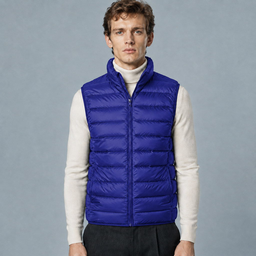 Men's Lightweight Sleeveless Zip Gilet Black Canvas