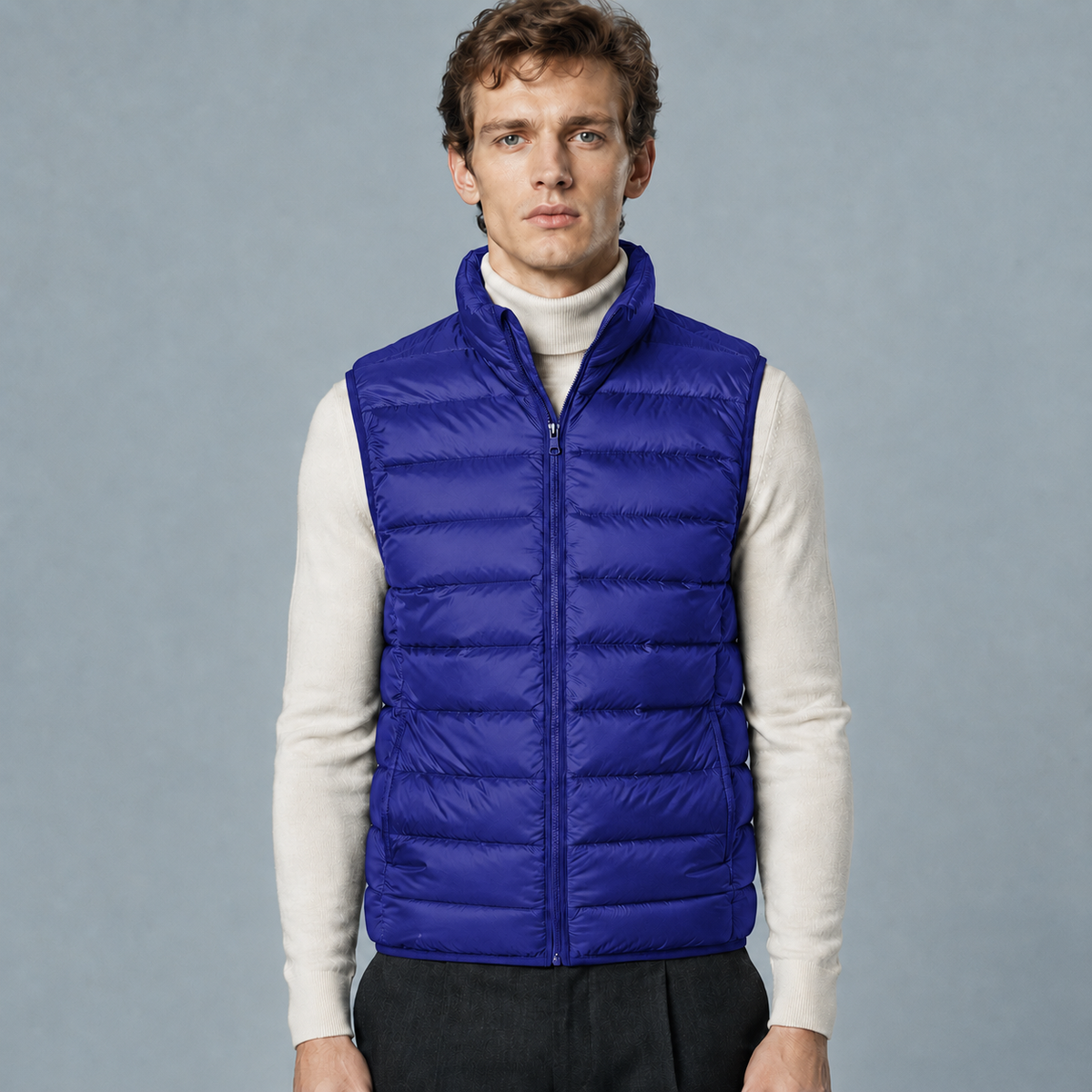 Men's Lightweight Sleeveless Zip Gilet Black Canvas