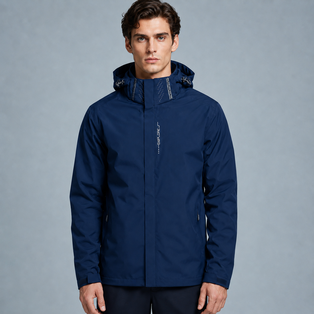 Men's Lightweight Waterproof Hooded Jacket Black Canvas