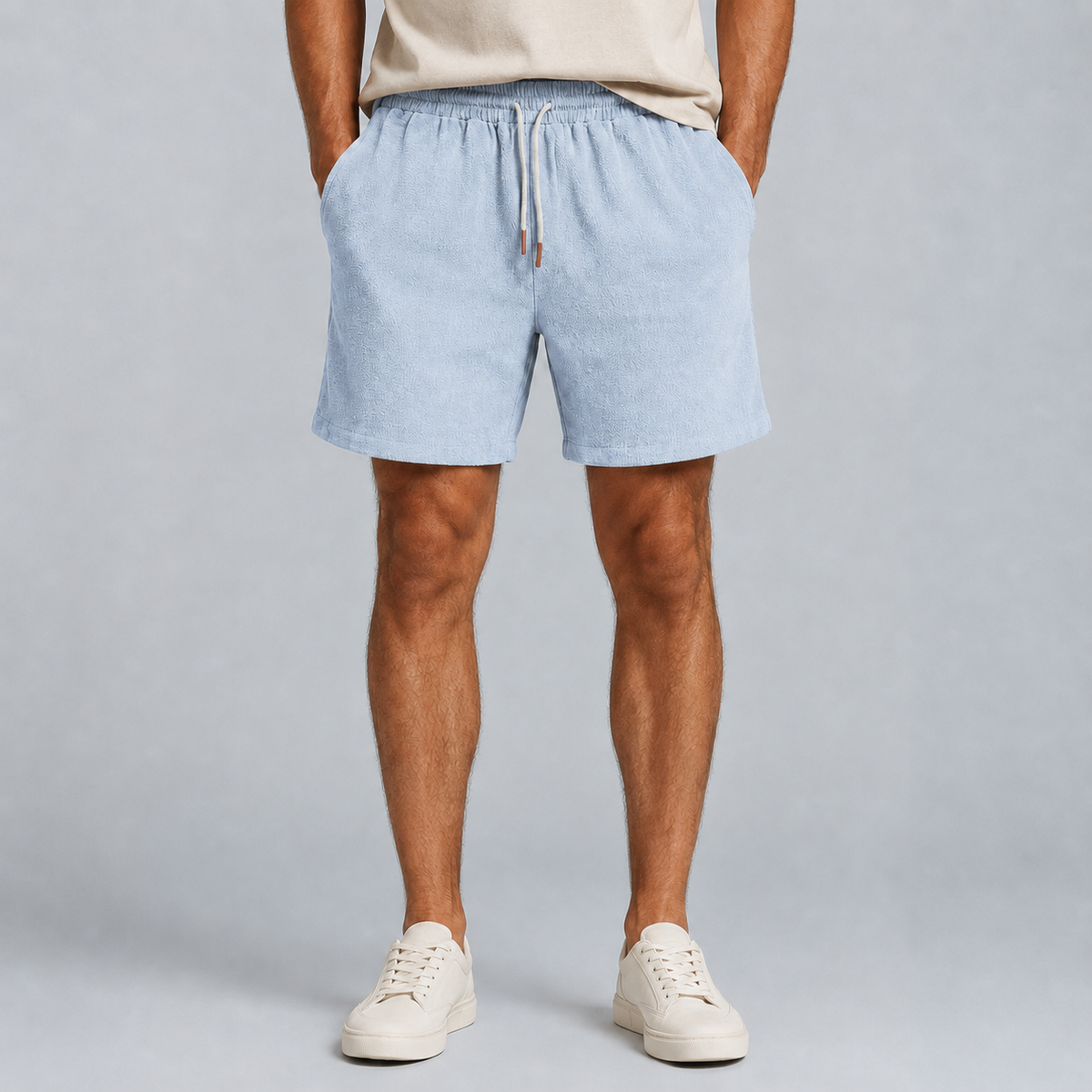 Men's Linen Cotton Loose Fit Shorts Black Canvas