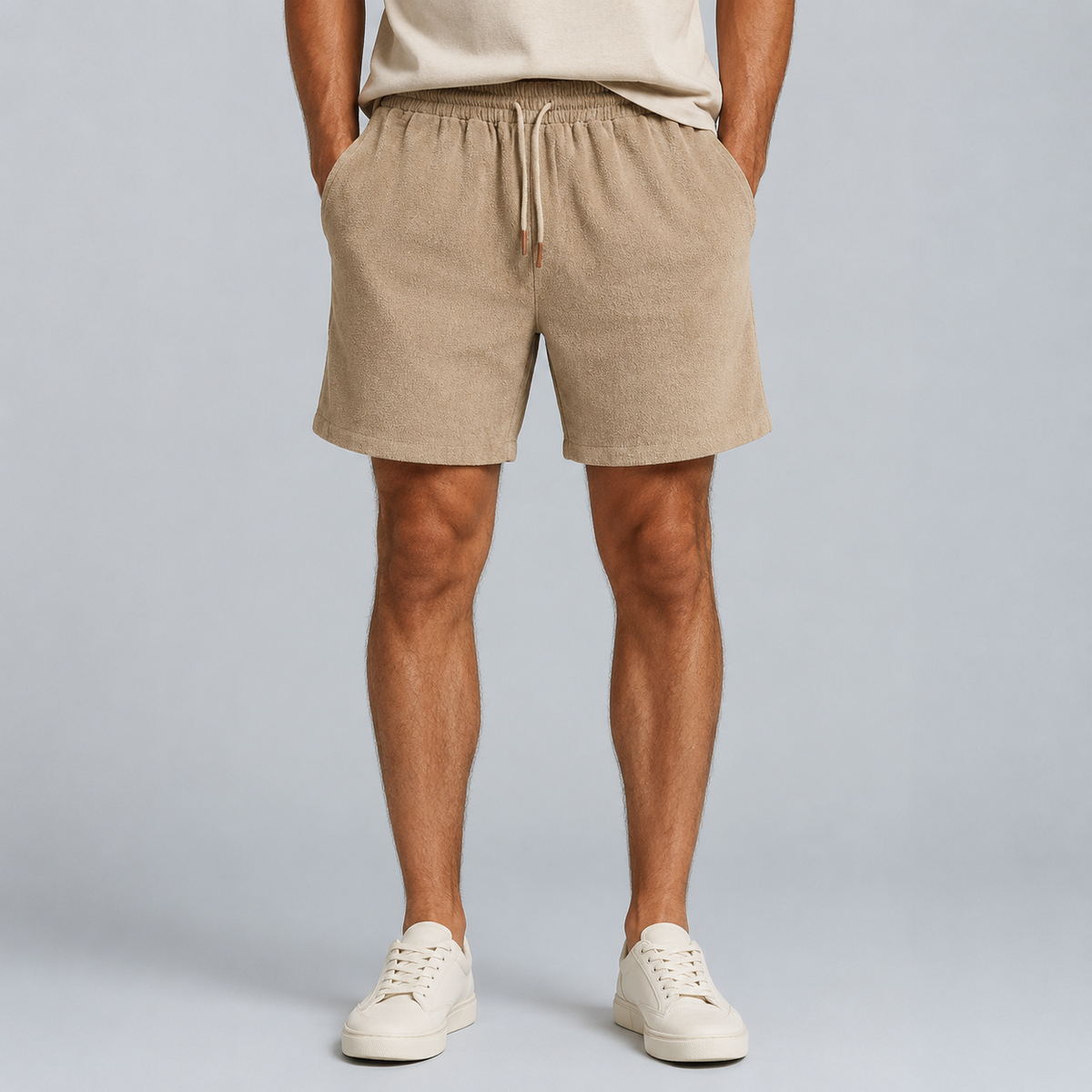 Men's Linen Cotton Loose Fit Shorts Black Canvas