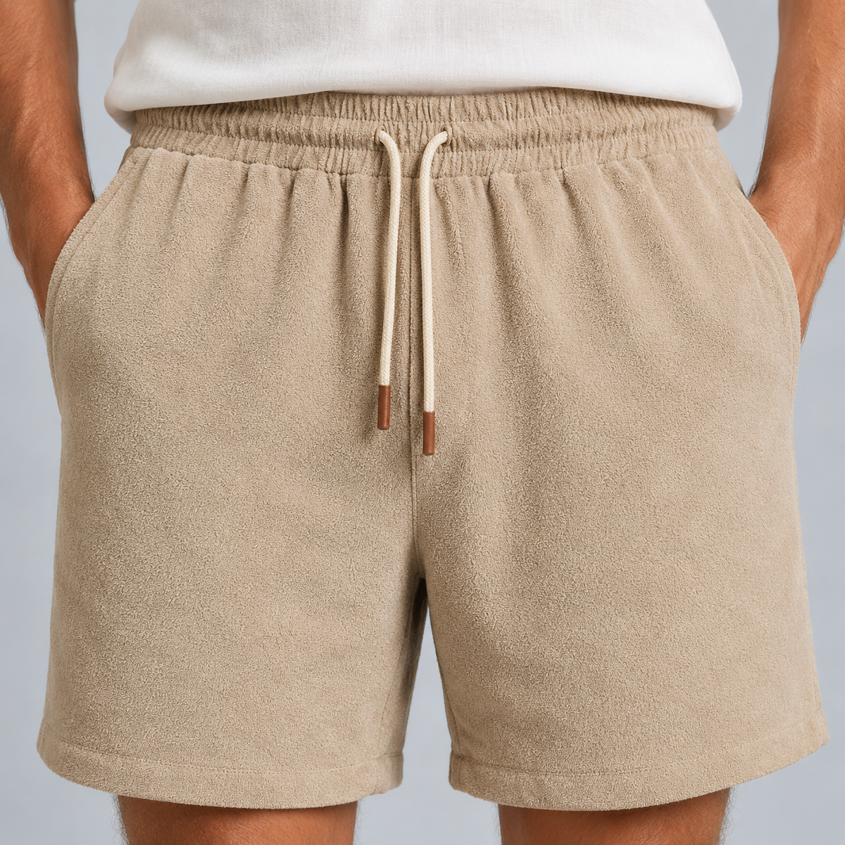 Men's Linen Cotton Loose Fit Shorts Black Canvas
