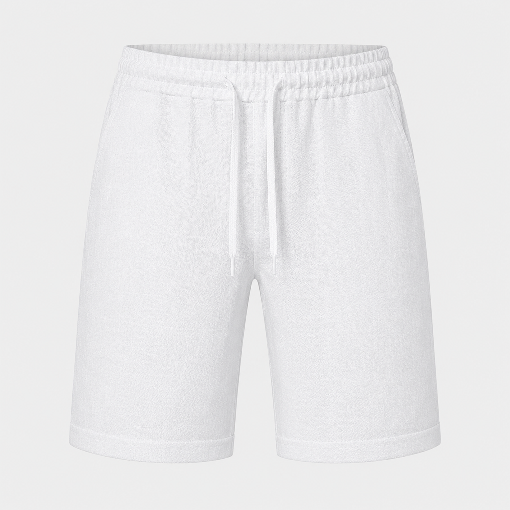 Men's Linen Cotton Loose Shorts Black Canvas