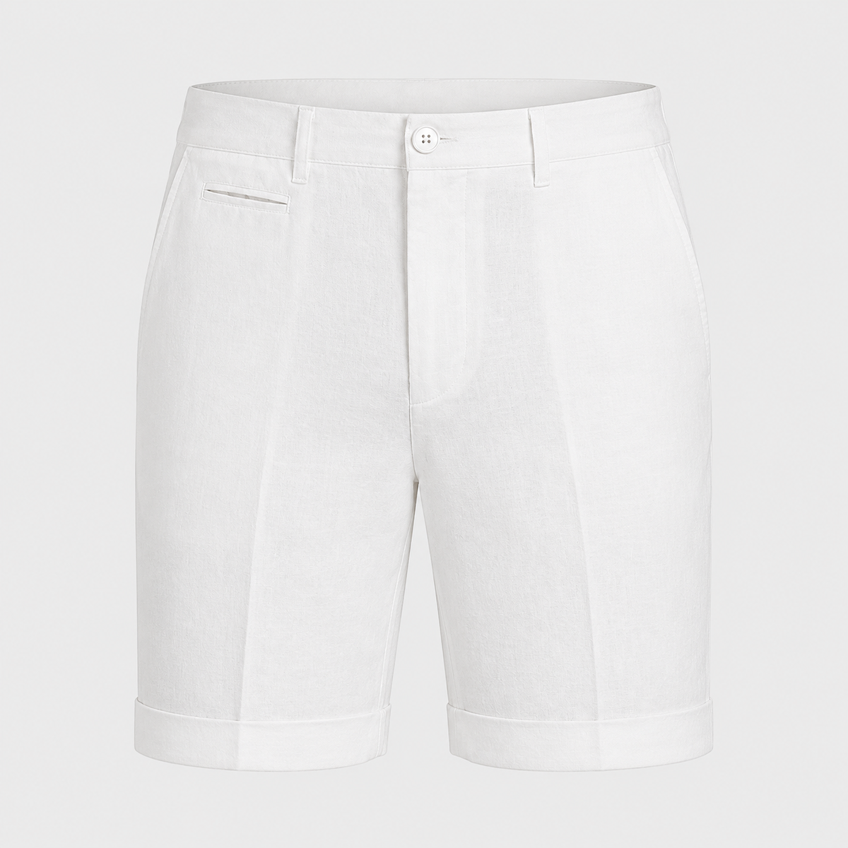 Men's Linen Straight Fit Knee Length Shorts Black Canvas