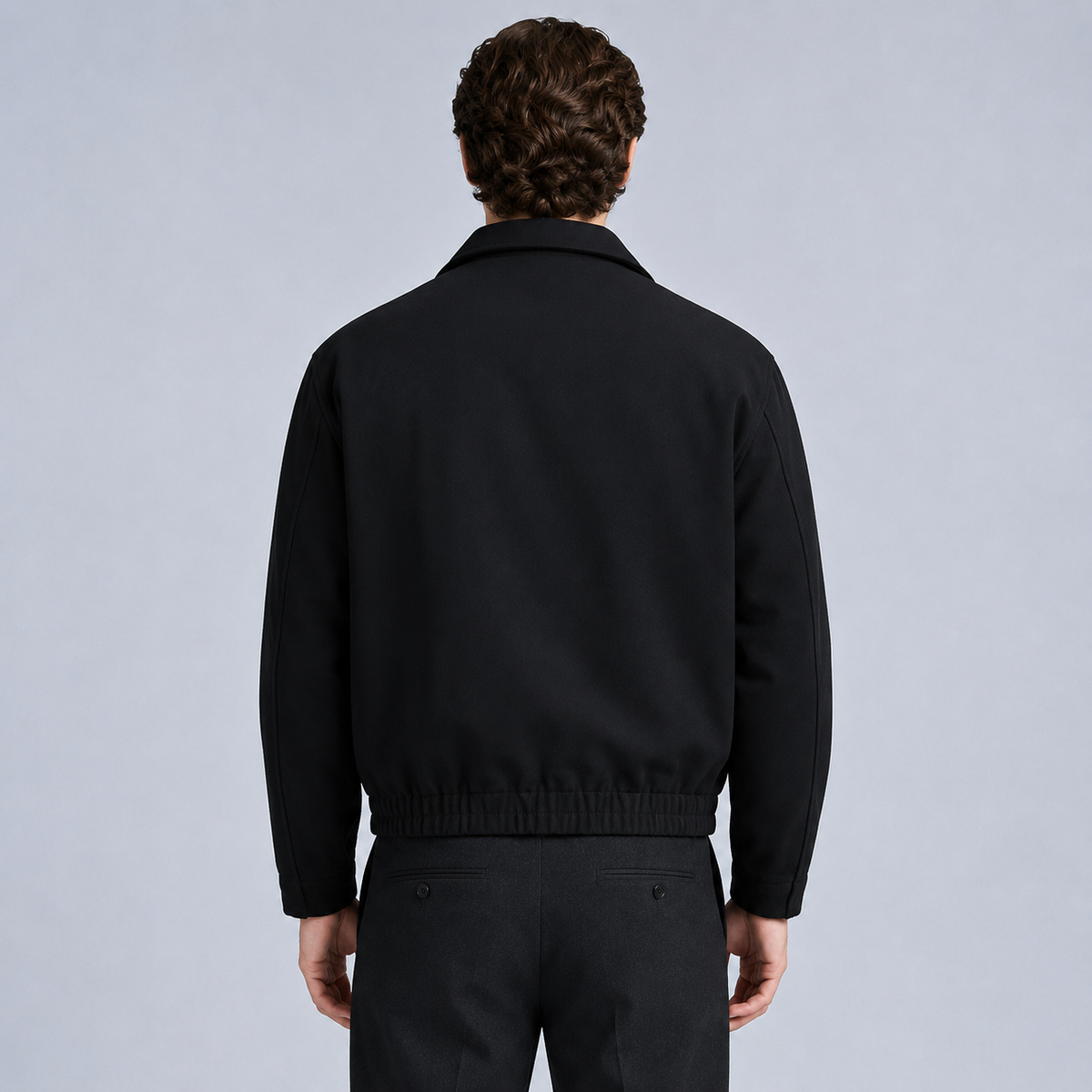 Men's Multi-Pocket Windbreaker Jacket Black Canvas