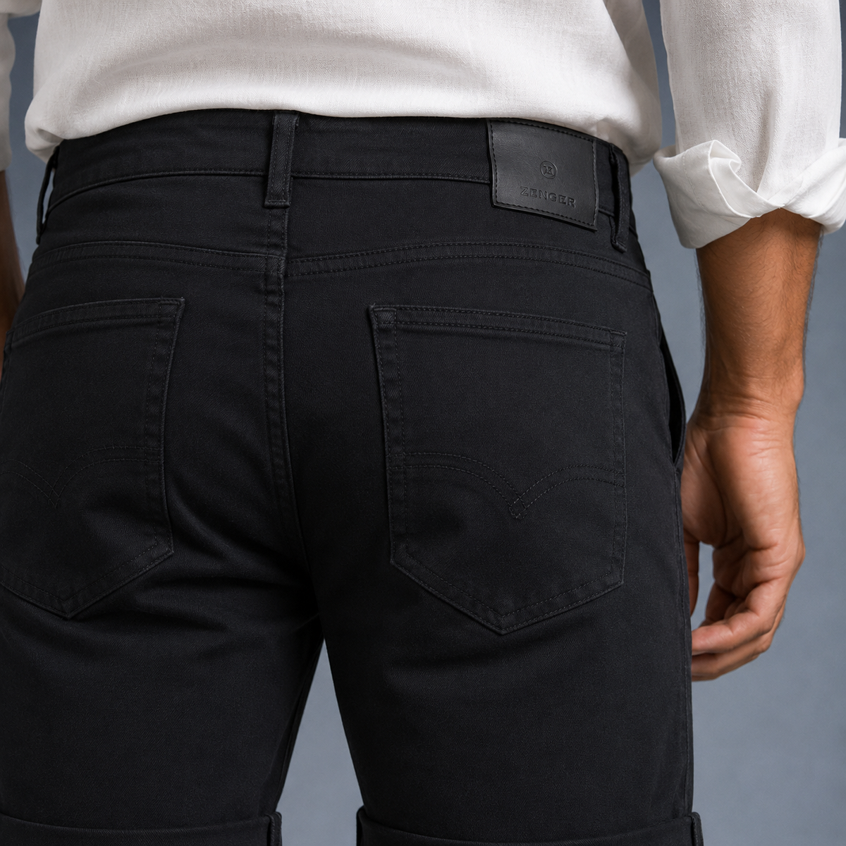 Men's Oversized Stretch Cotton Shorts Black Canvas