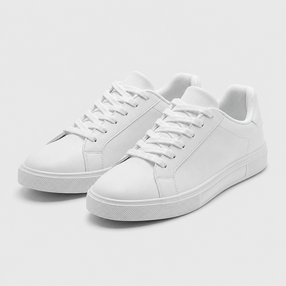 Men's PU Leather Smart Casual White Sneakers Black Canvas