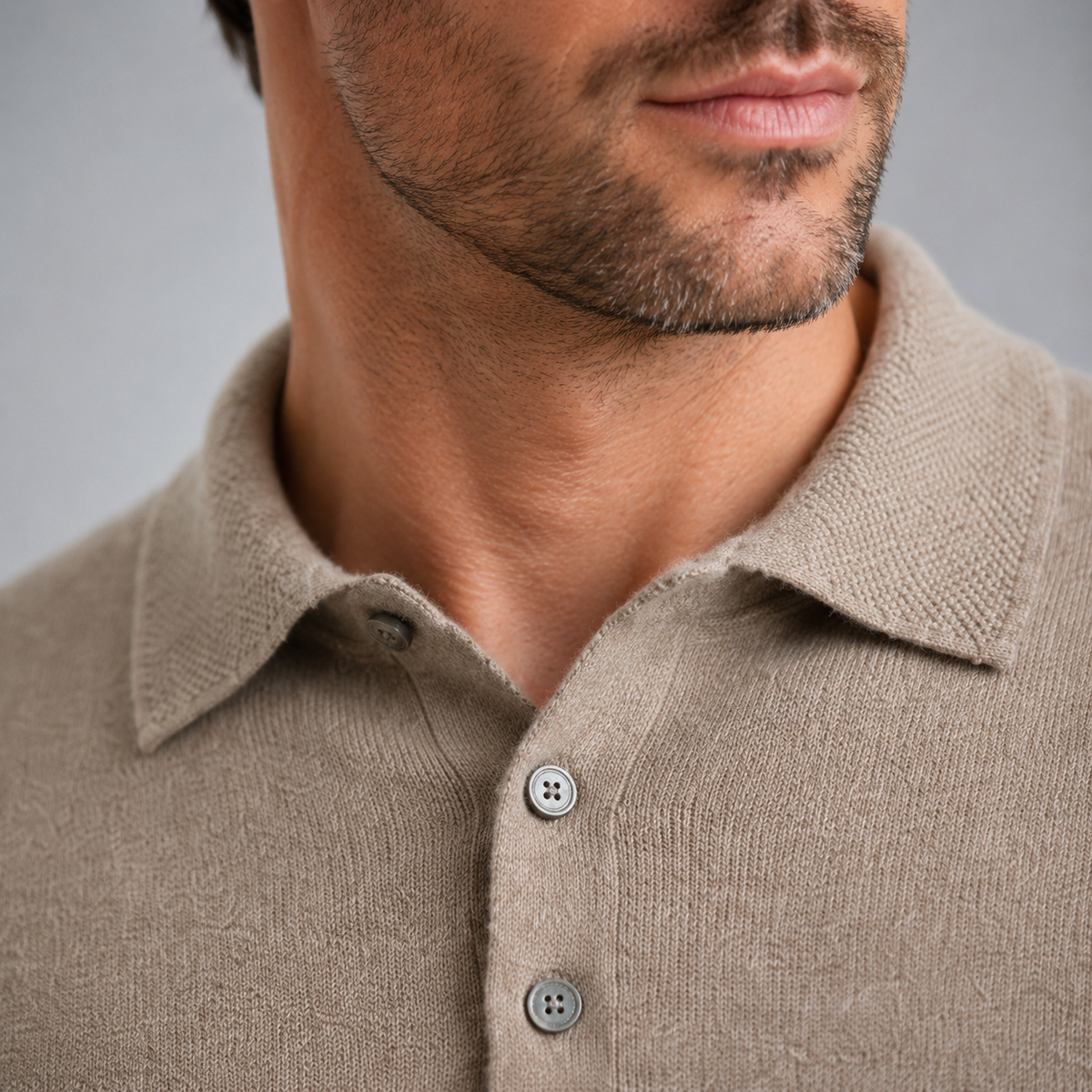 Men's Pure Wool Polo Neck Knitted Pullover Black Canvas