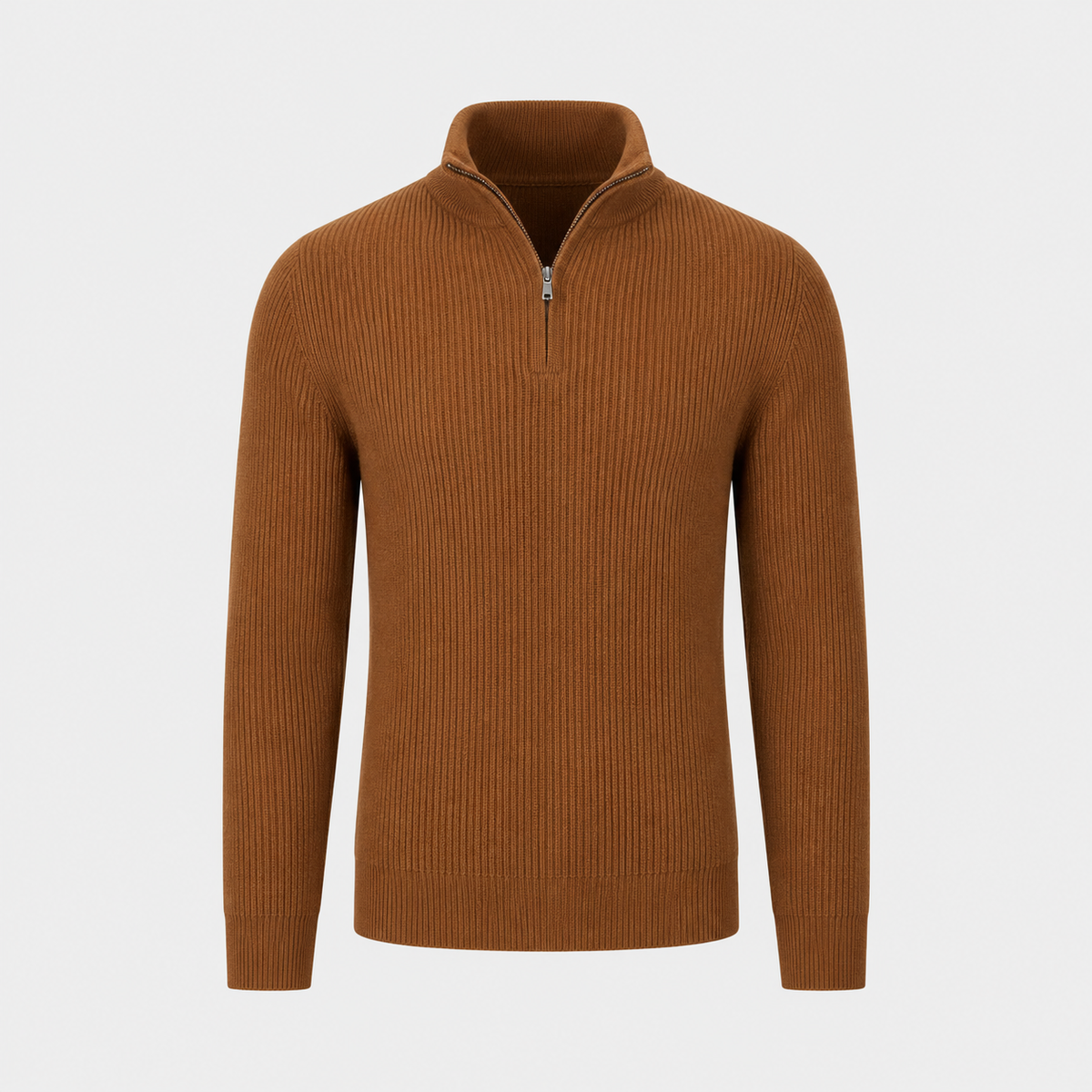 Men's Quarter-Zip Mock Neck Slim Knit Pullover Black Canvas