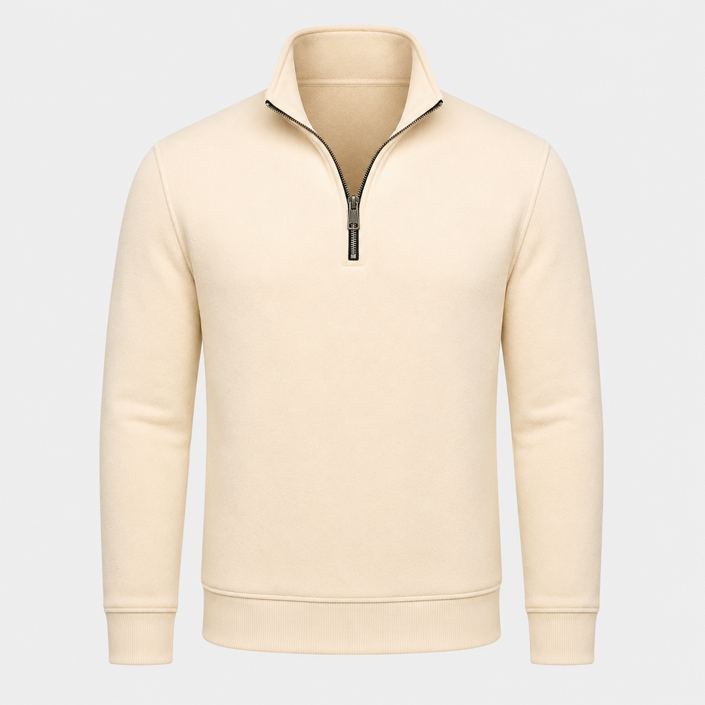 Men's Quarter-Zip Pullover Sweatshirt Black Canvas