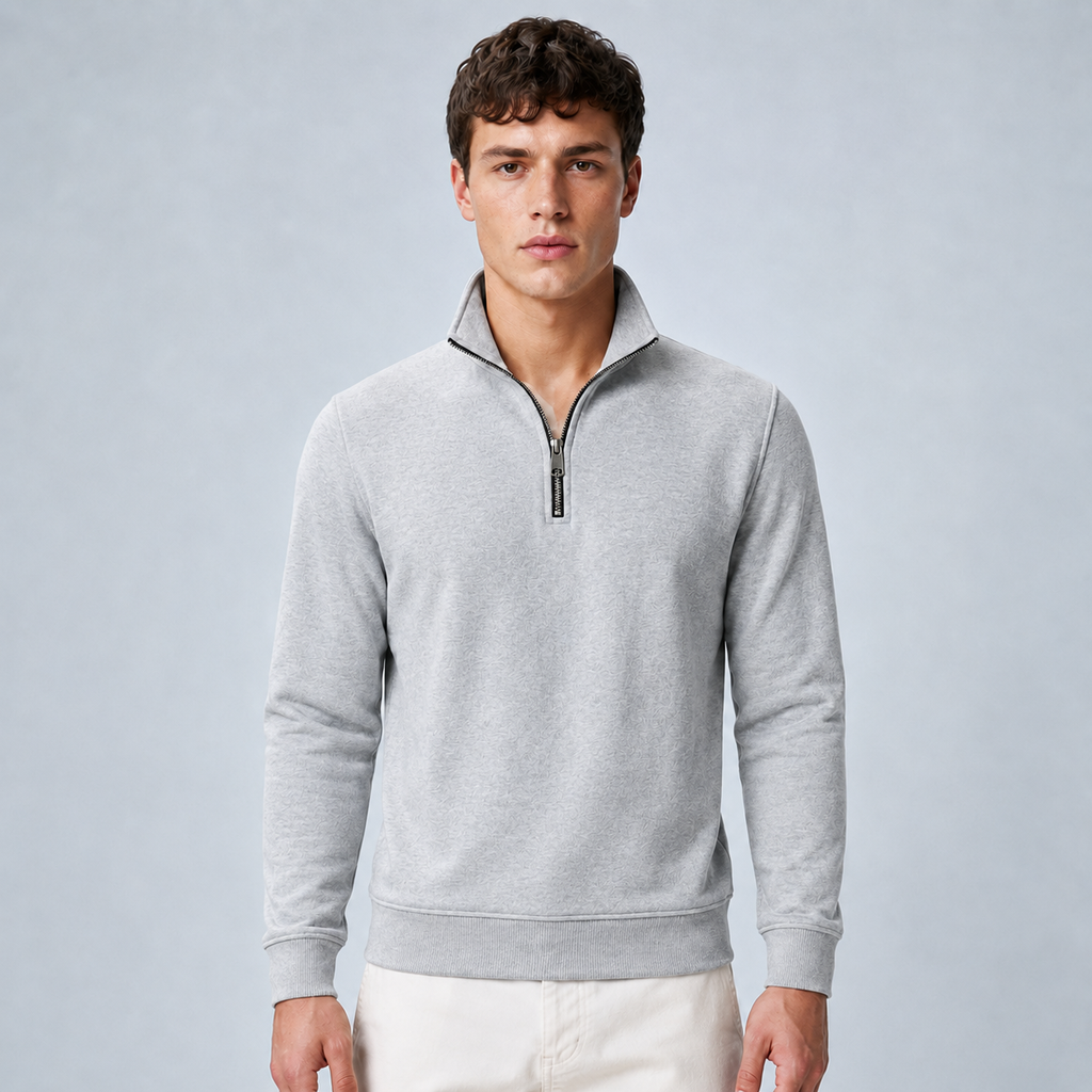 Men's Quarter-Zip Pullover Sweatshirt Black Canvas