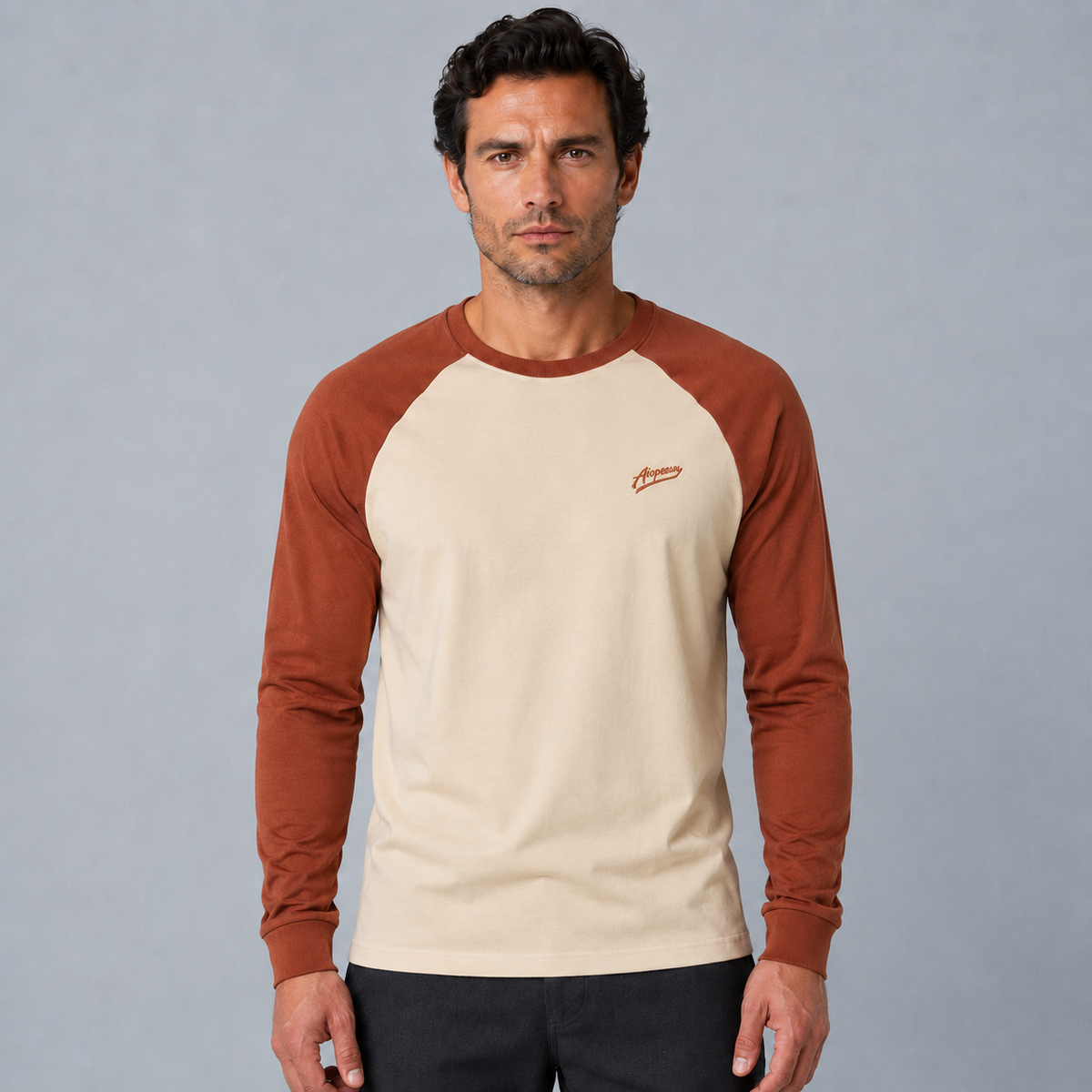 Men's Raglan Sleeve Contrast Baseball T-Shirt Black Canvas