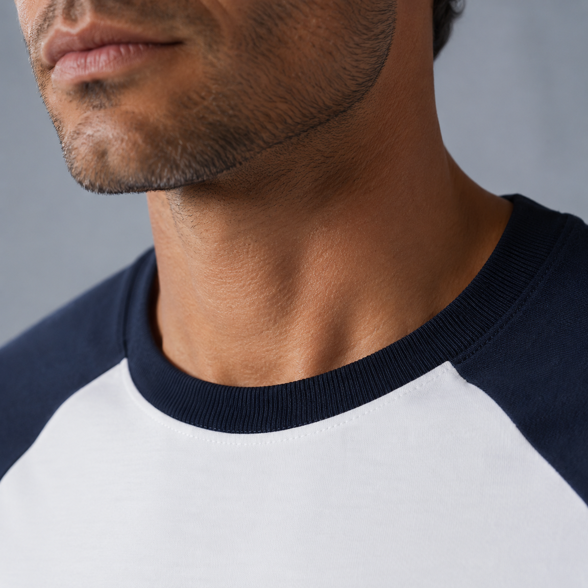 Men's Raglan Sleeve Contrast Baseball T-Shirt Black Canvas