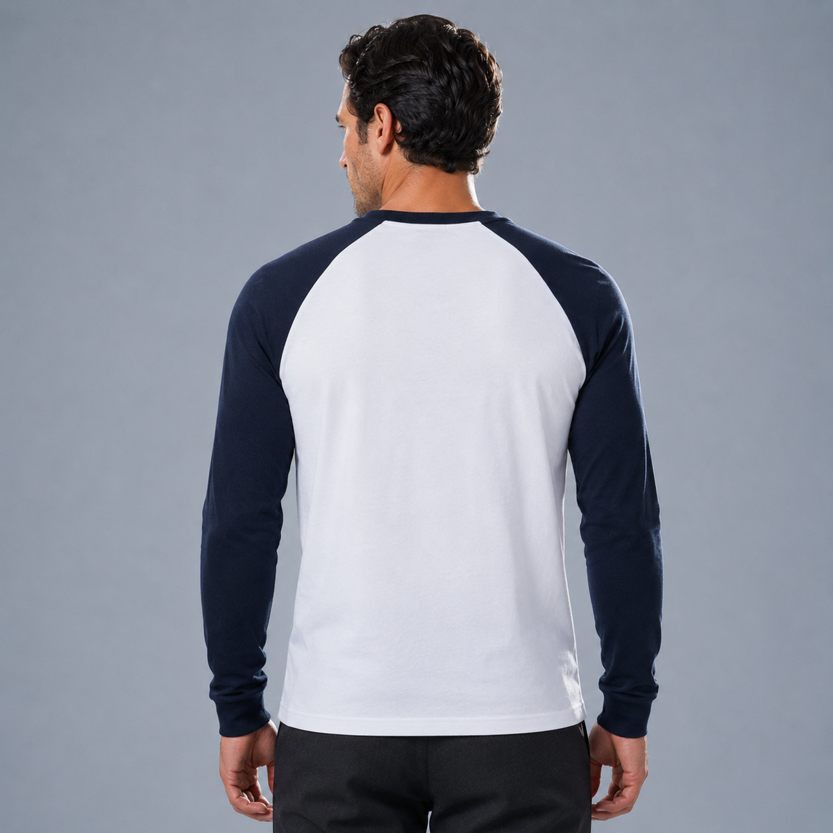 Men's Raglan Sleeve Contrast Baseball T-Shirt Black Canvas