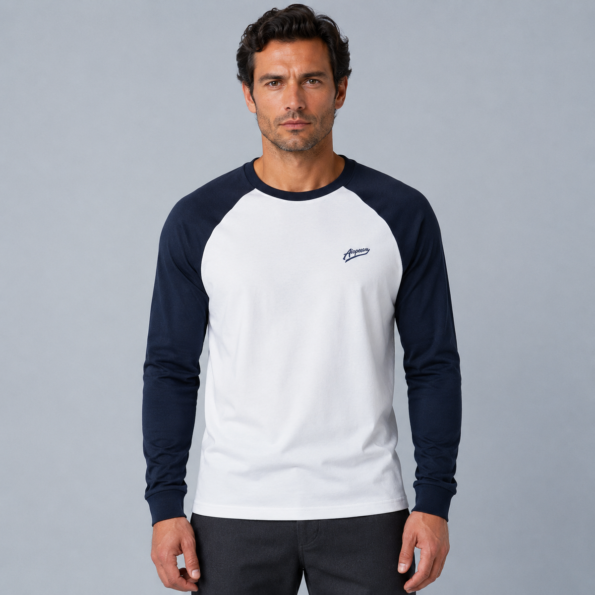 Men's Raglan Sleeve Contrast Baseball T-Shirt Black Canvas