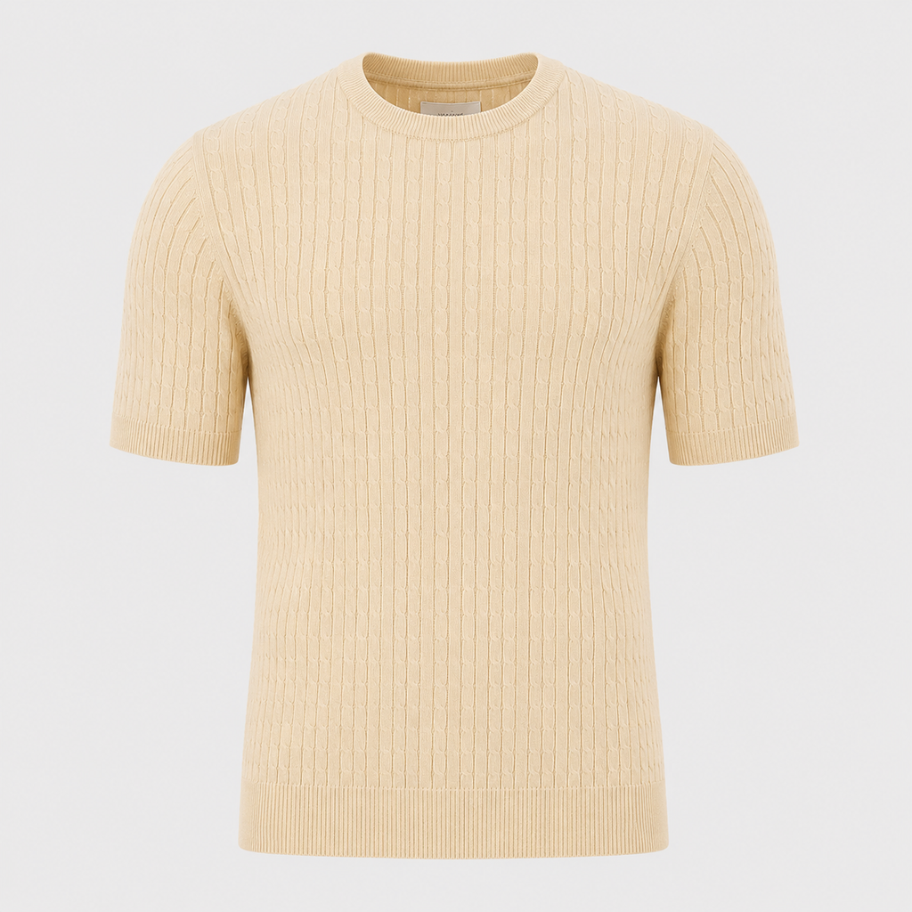 Men's Ribbed Knit Crewneck Short Sleeve Top Black Canvas