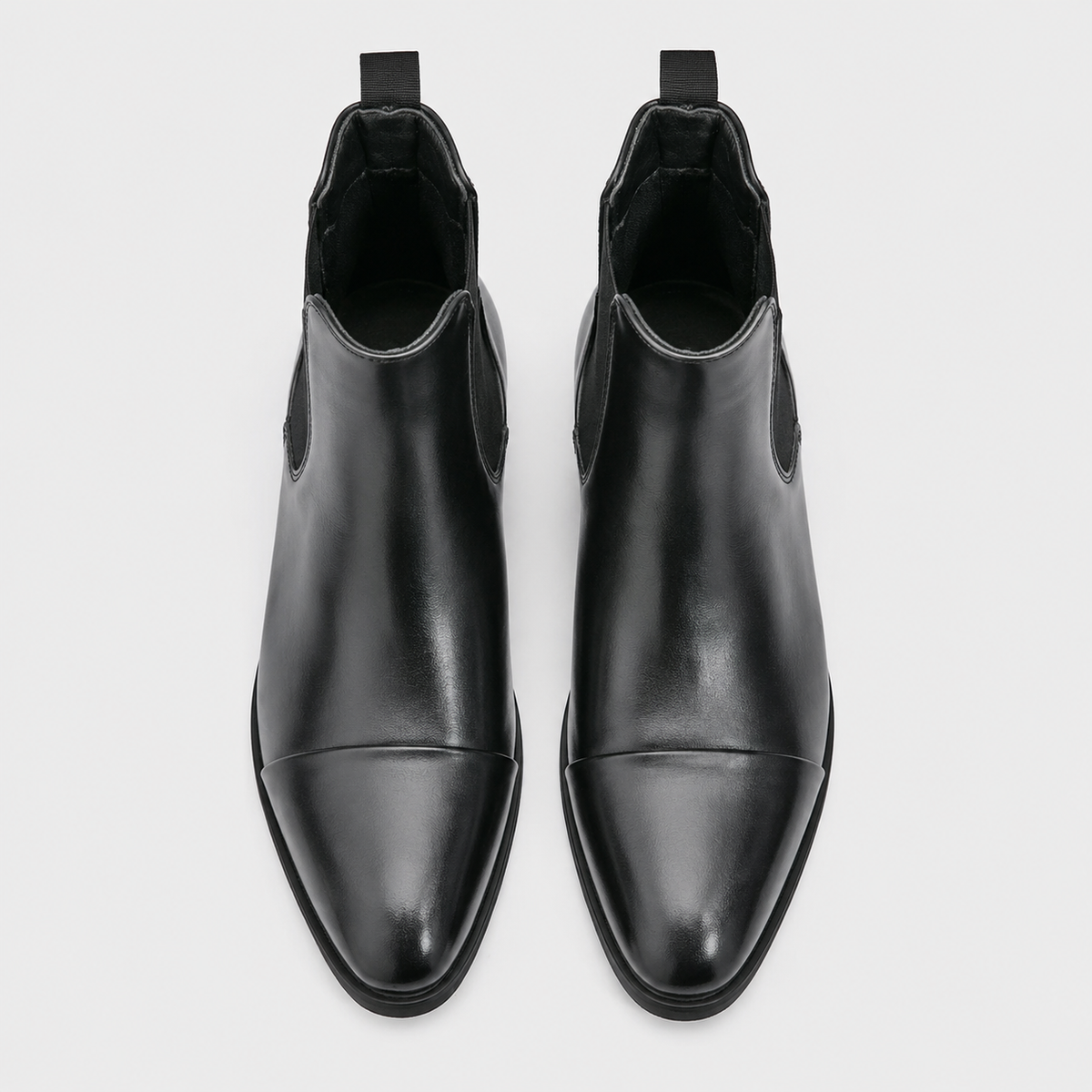 Men's Round Toe Slip-On Chelsea Boots Black Canvas